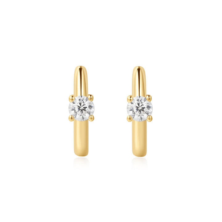 Ania Haie Gold Solitaire Cubic Zirconia Mini Huggies