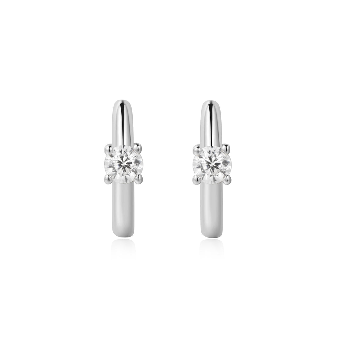 Ania Haie Silver Solitaire Cubic Zirconia Mini Huggies