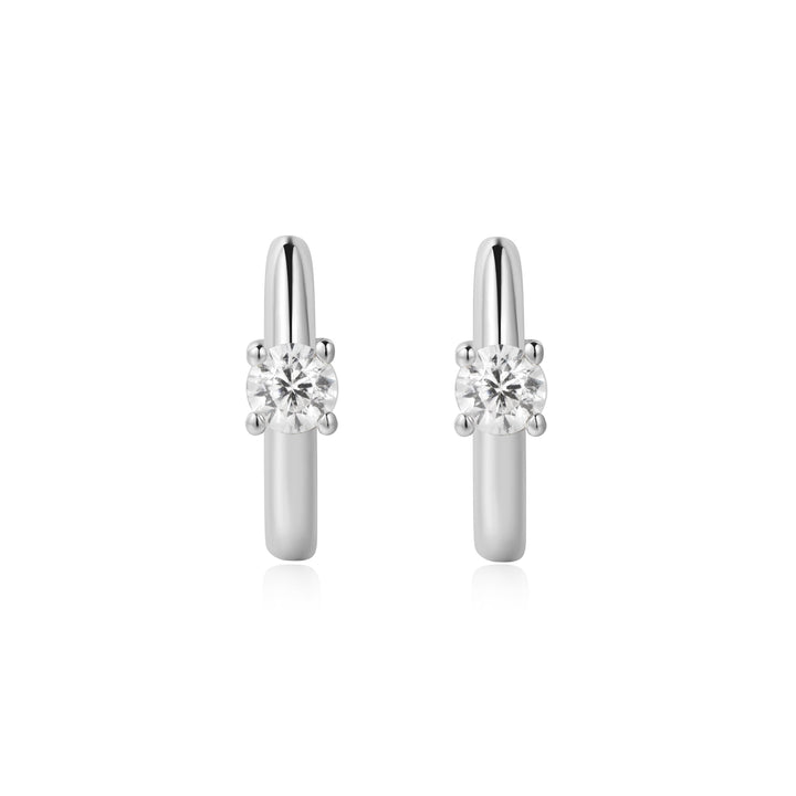 Ania Haie Silver Solitaire Cubic Zirconia Mini Huggies