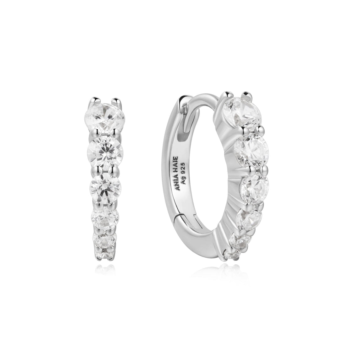 Ania Haie Silver Gradient Pave Huggies