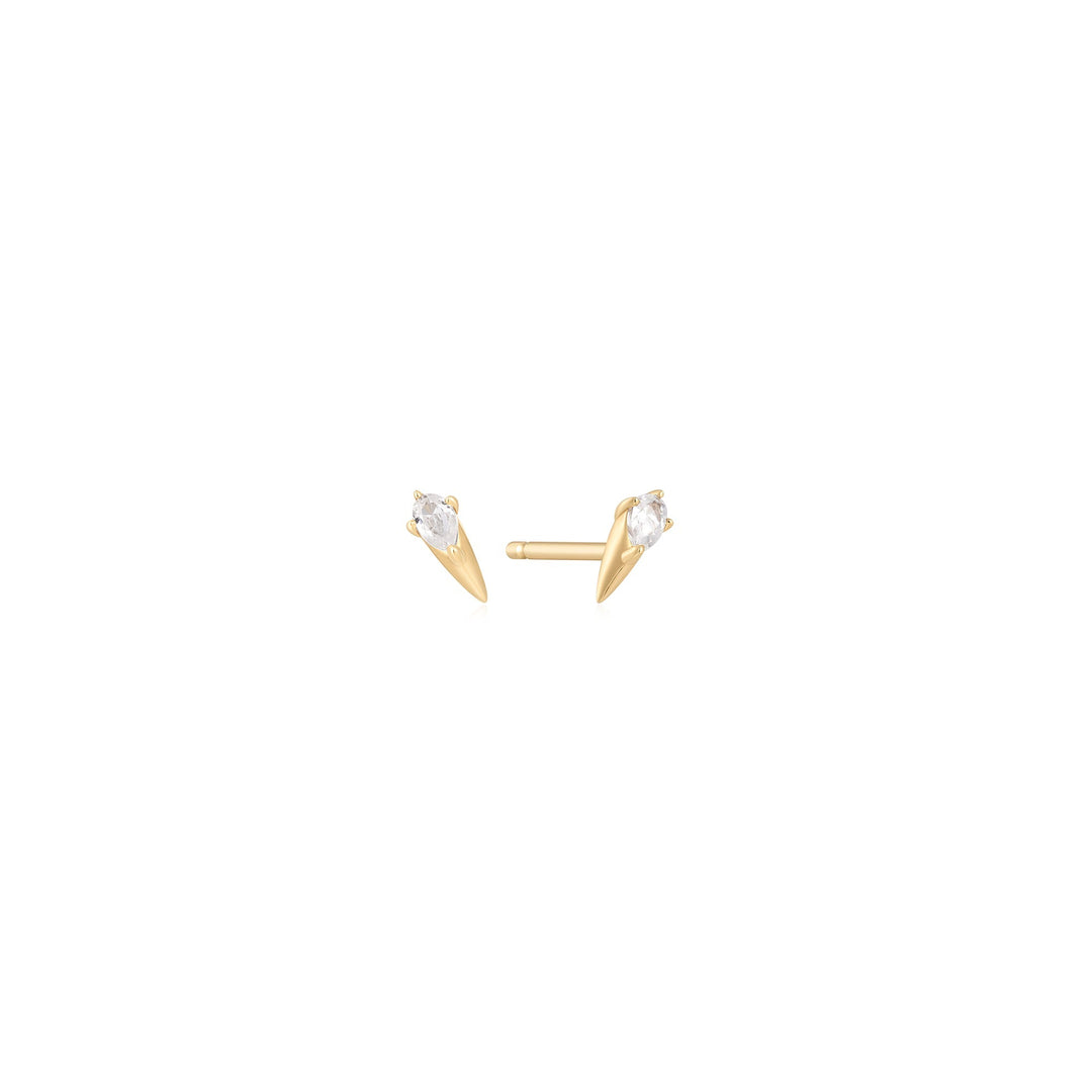 Ania Haie 14kt Gold White Sapphire Spike Stud Earrings