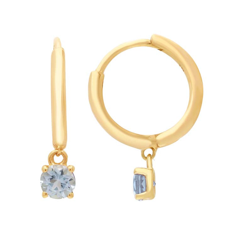 Aquamarine Huggie Earrings 9K Yellow Gold