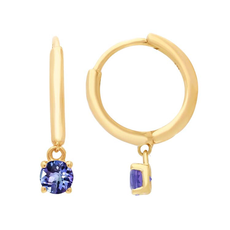 Alexandrite Huggie Earrings 9K Yellow Gold