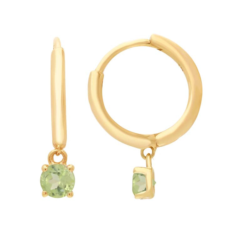 Peridot Huggie Earrings 9K Yellow Gold