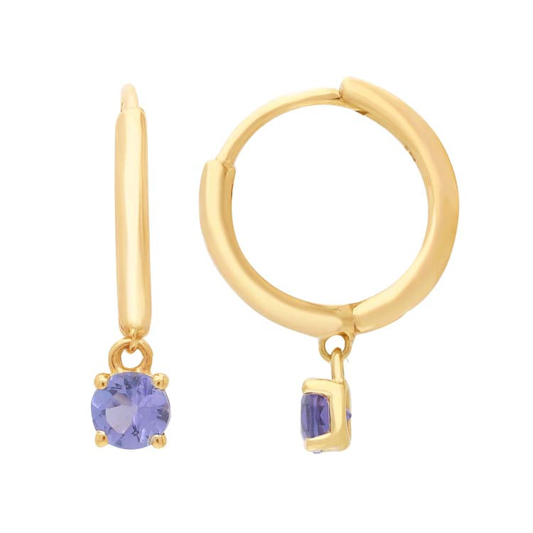 Tanzanite Huggie Earrings 9K Yellow Gold