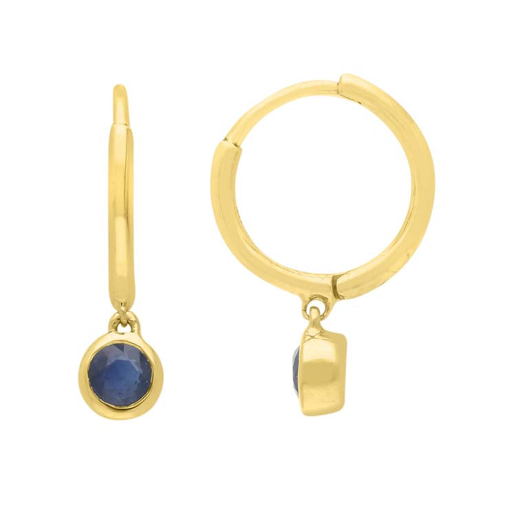 Sapphire Huggie Earrings 9K Yellow Gold