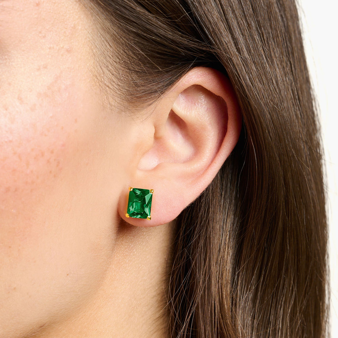 THOMAS SABO Ear studs green stone gold