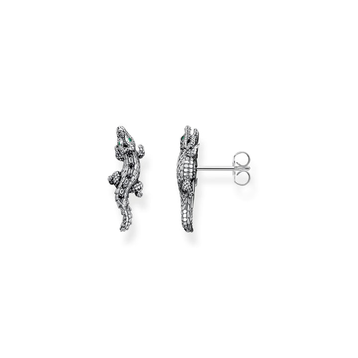 THOMAS SABO Ear Studs Crocodile with Stones Silver Blackened