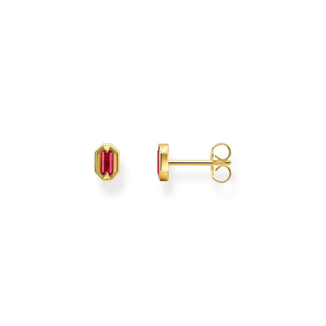 THOMAS SABO Gold Small Ear Studs with Red Stones