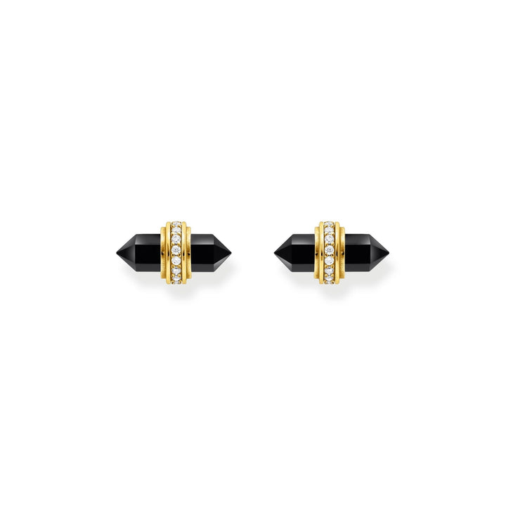 THOMAS SABO Crystal Ear Studs with Onyx Gold