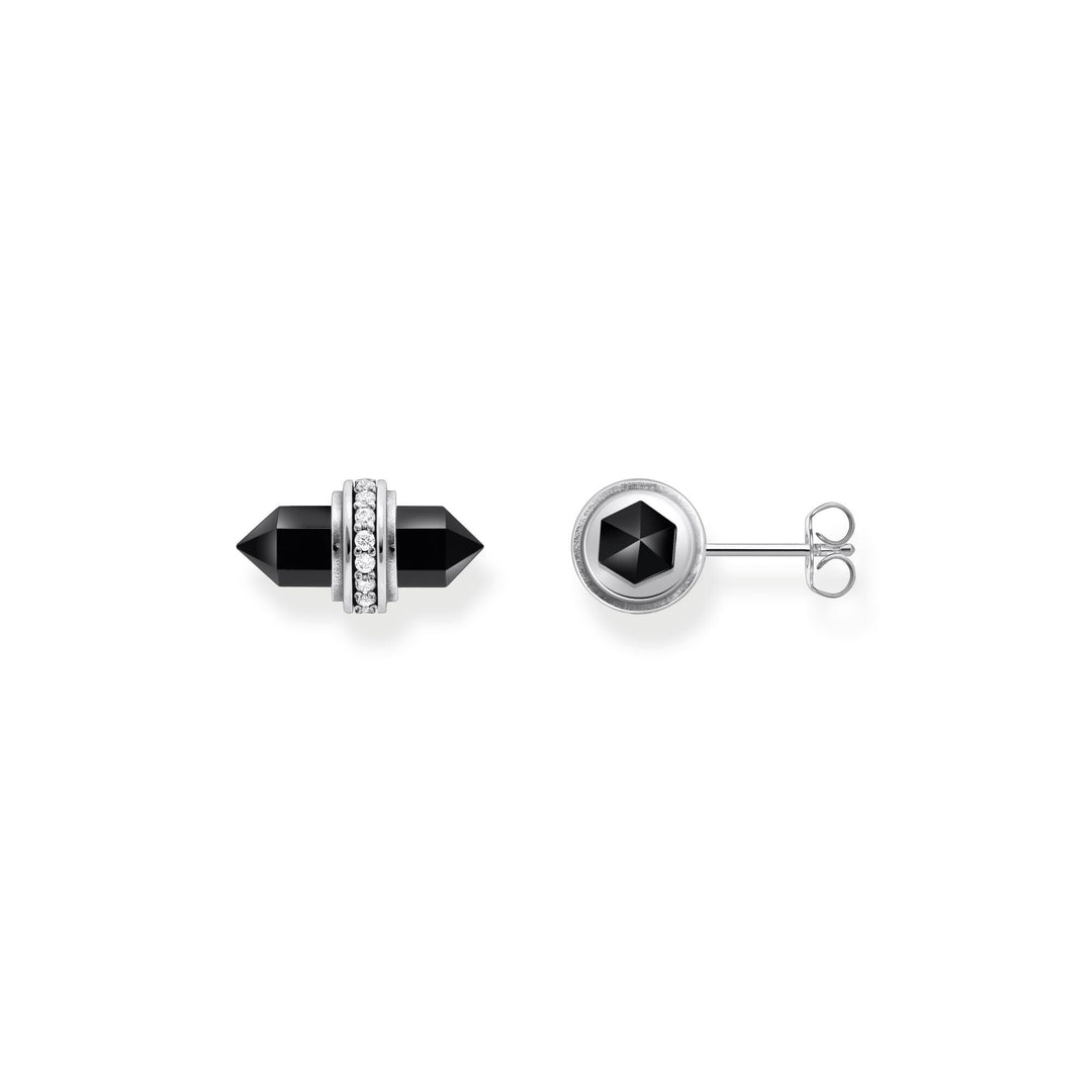 THOMAS SABO Crystal Ear Studs with Onyx Silver