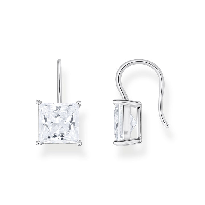 THOMAS SABO Earrings with square stone pendant in white silver