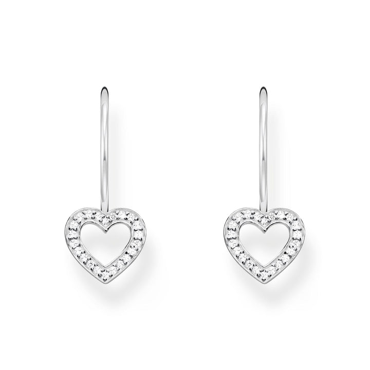 THOMAS SABO Earrings heart-shaped with white zirconia - silver