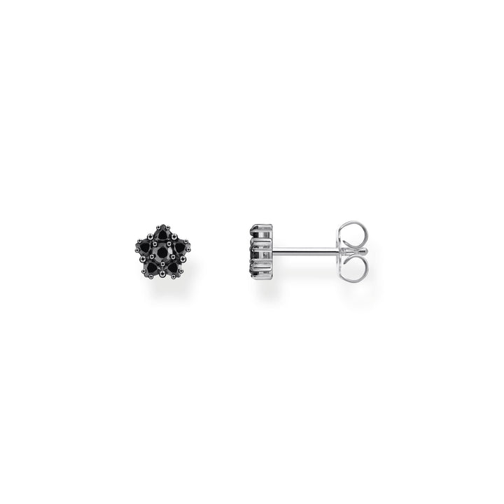 THOMAS SABO Blackened Flower ear studs with black zirconia