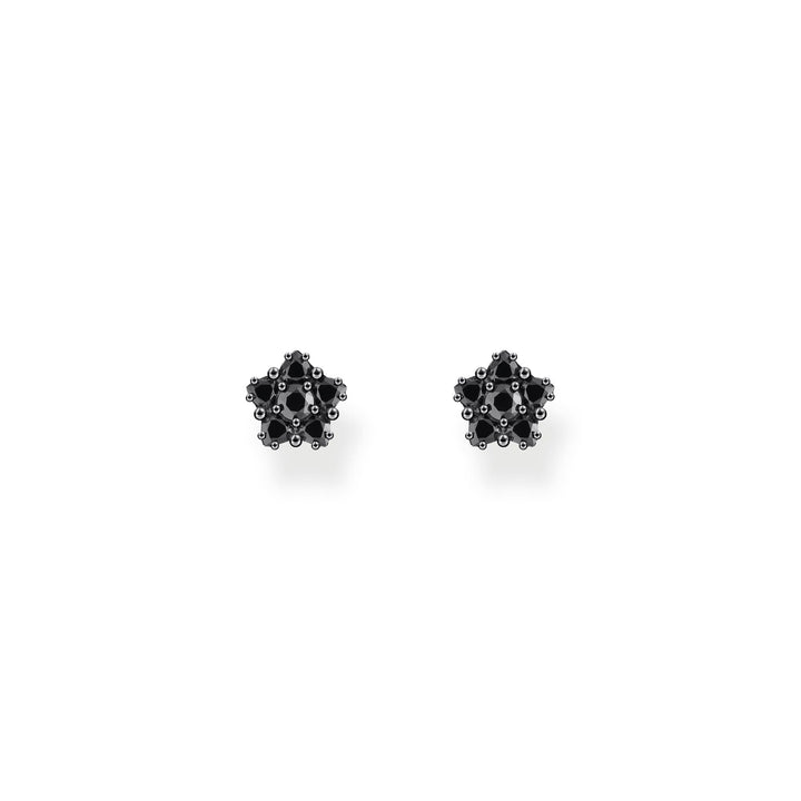 THOMAS SABO Blackened Flower ear studs with black zirconia