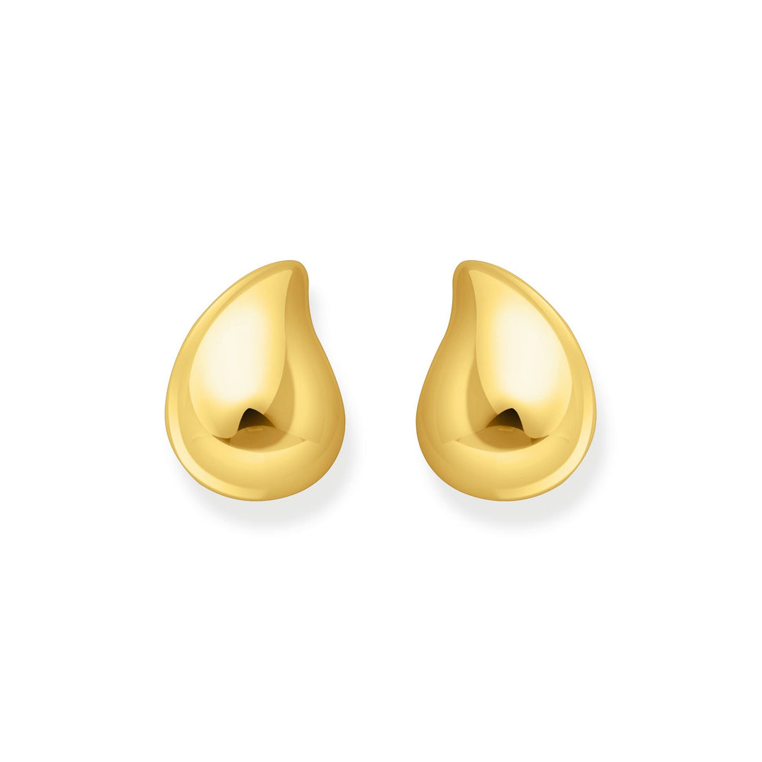 THOMAS SABO Gold-plated organic drop-shaped ear studs