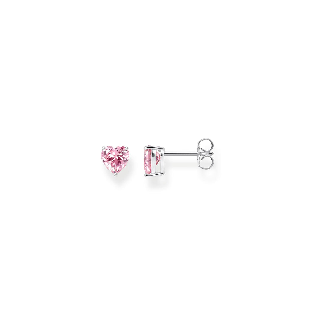 THOMAS SABO Ear studs heart-shaped with pink zirconia