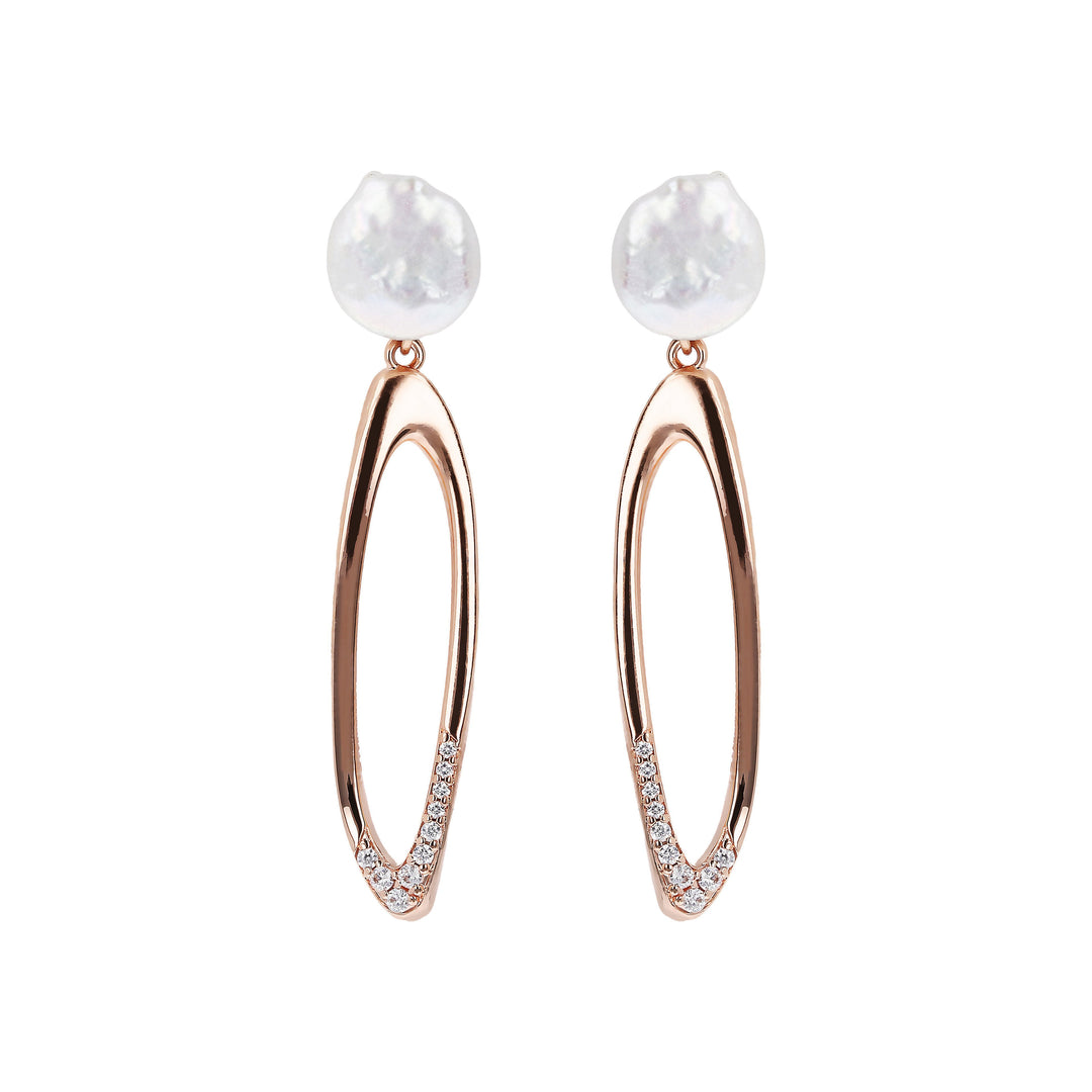 Bronzallure Hoop Earrings with Coin Pearls