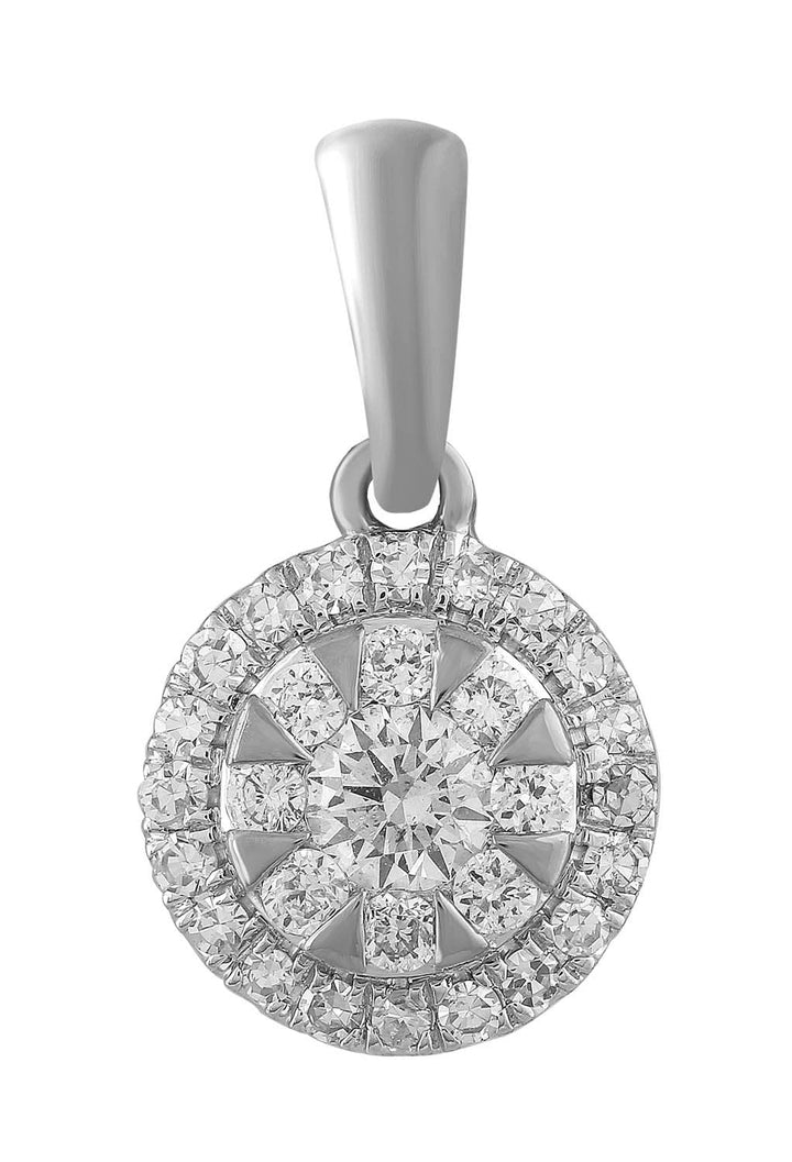 Round Pendant with 0.20ct Diamonds in 9K White Gold