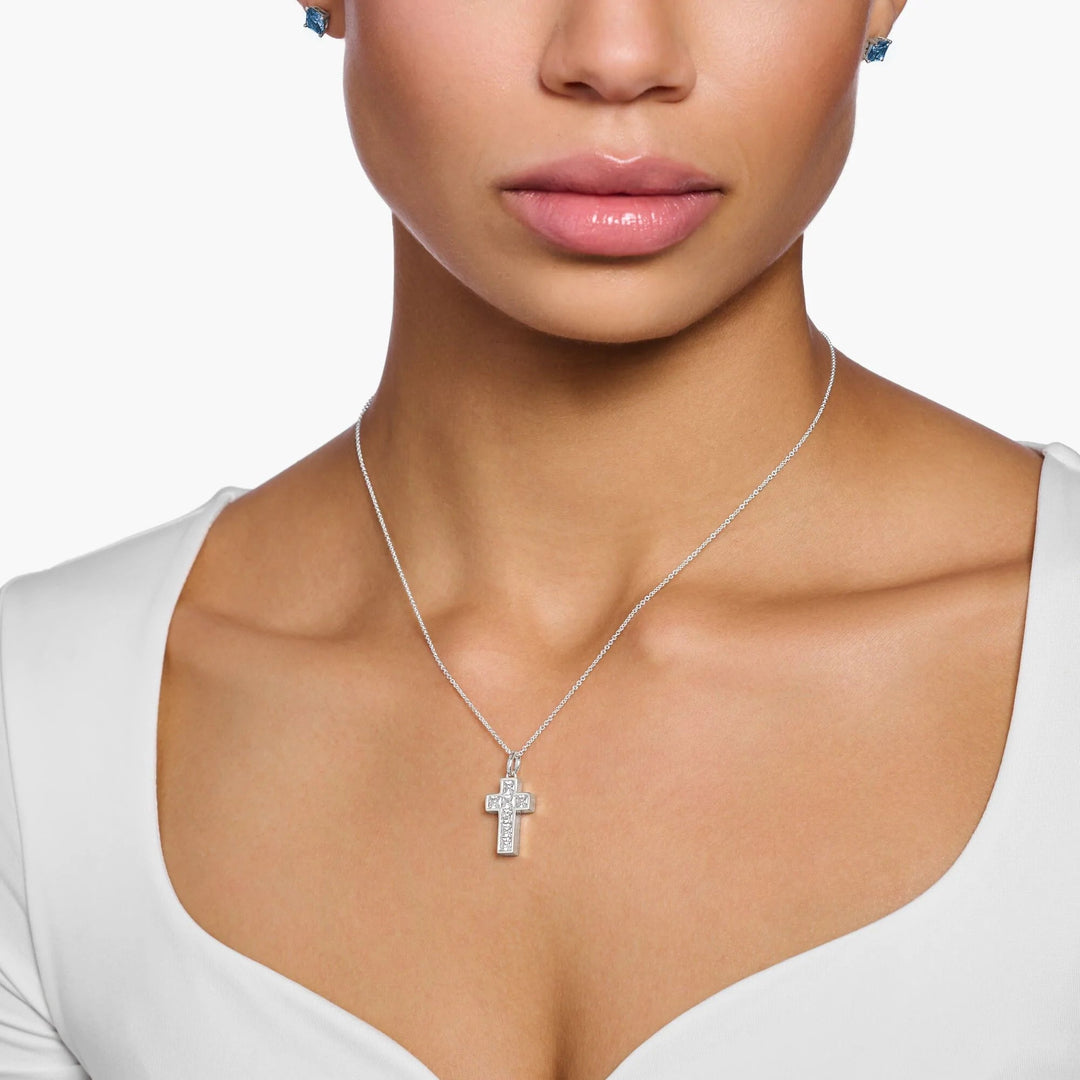 THOMAS SABO Heritage Cross White Stones Necklace