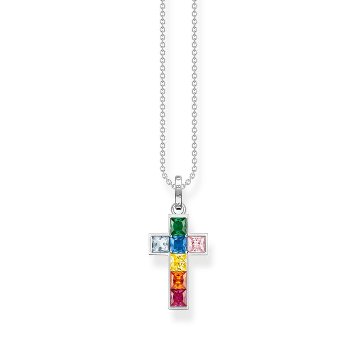 THOMAS SABO Necklace cross colourful stones silver