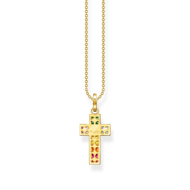 THOMAS SABO Necklace cross colourful stones gold