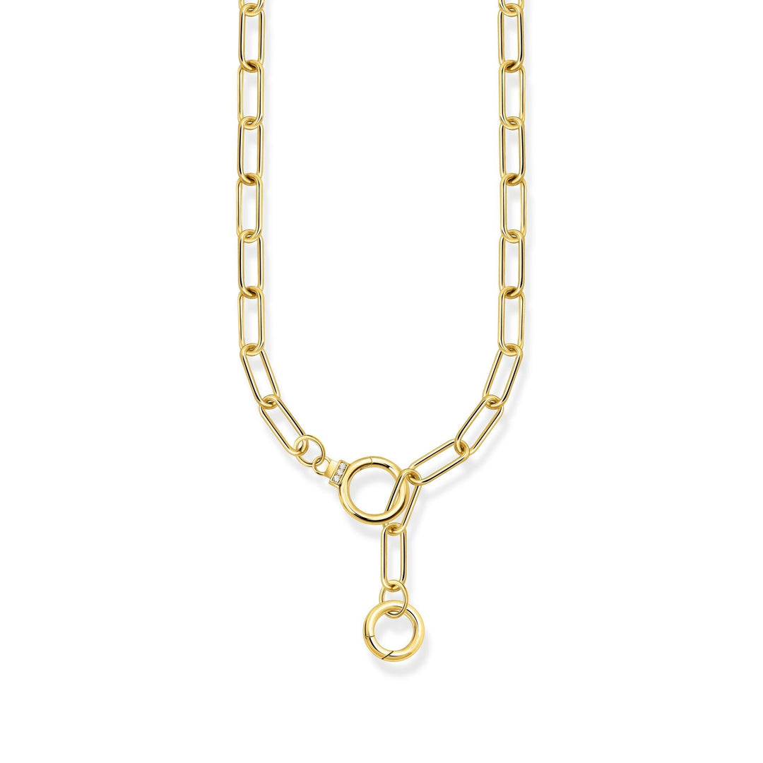 THOMAS SABO Golden Link Necklace with Ring Clasps and Zirconia