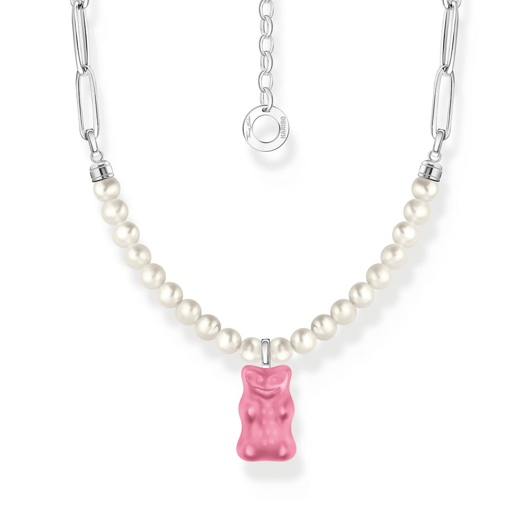 THOMAS SABO Link necklace with pink Goldbears & freshwater pearls