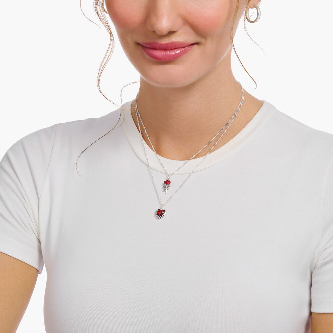 THOMAS SABO Heart pendant necklace silver with red zirconia