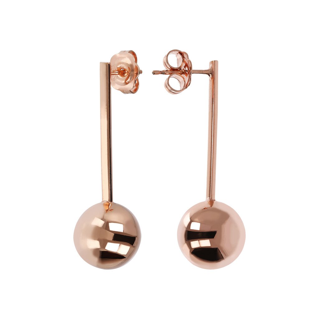 Bronzallure Long Earrings Ball Golden Ros&egrave;