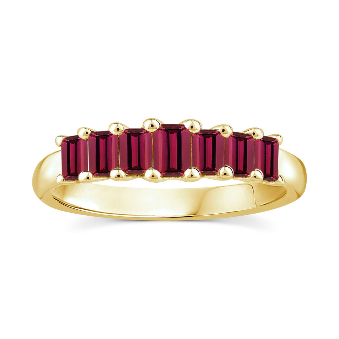 Emerald Cut Rhodolite Garnet Ring in 9K Yellow Gold