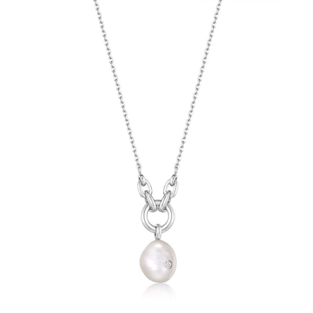 Ania Haie Silver Pearl Sparkle Pendant Necklace