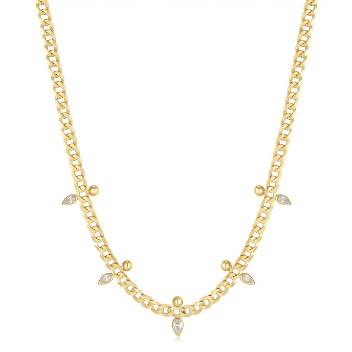 Ania Haie Gold Curb Chain Sparkle Point Necklace