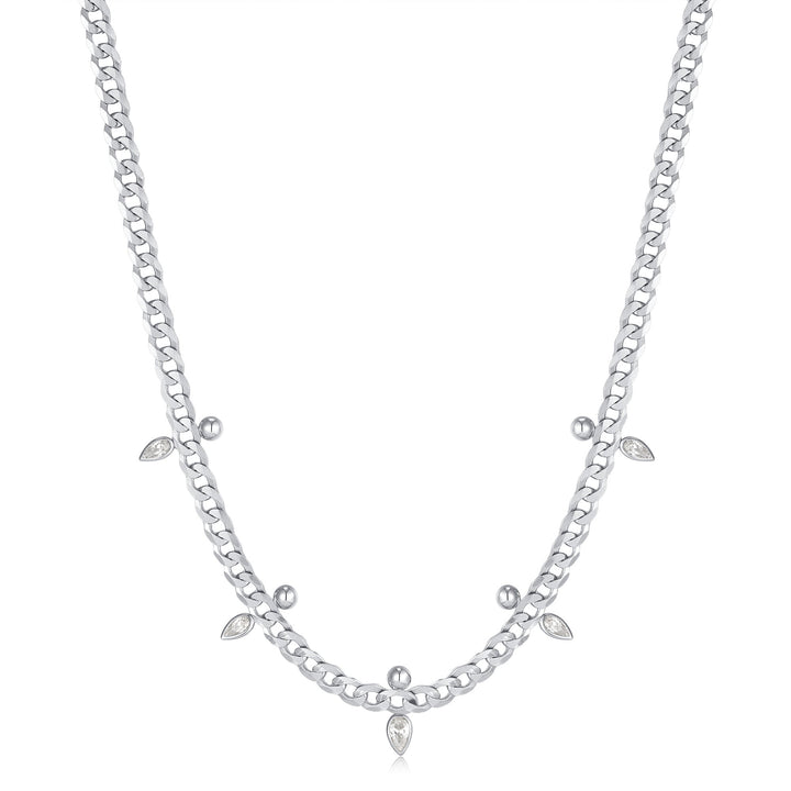 Ania Haie Silver Curb Chain Sparkle Point Necklace