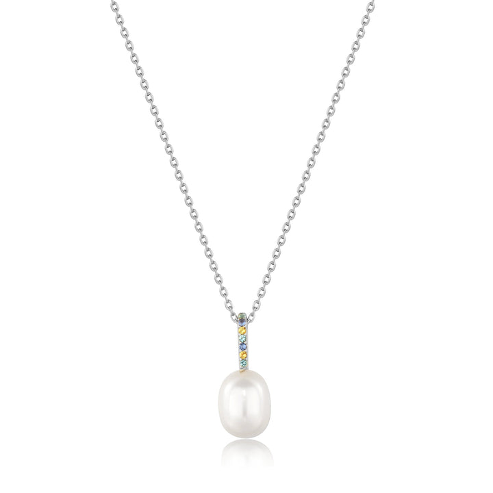 Ania Haie Silver Gem Pearl Drop Pendant Necklace