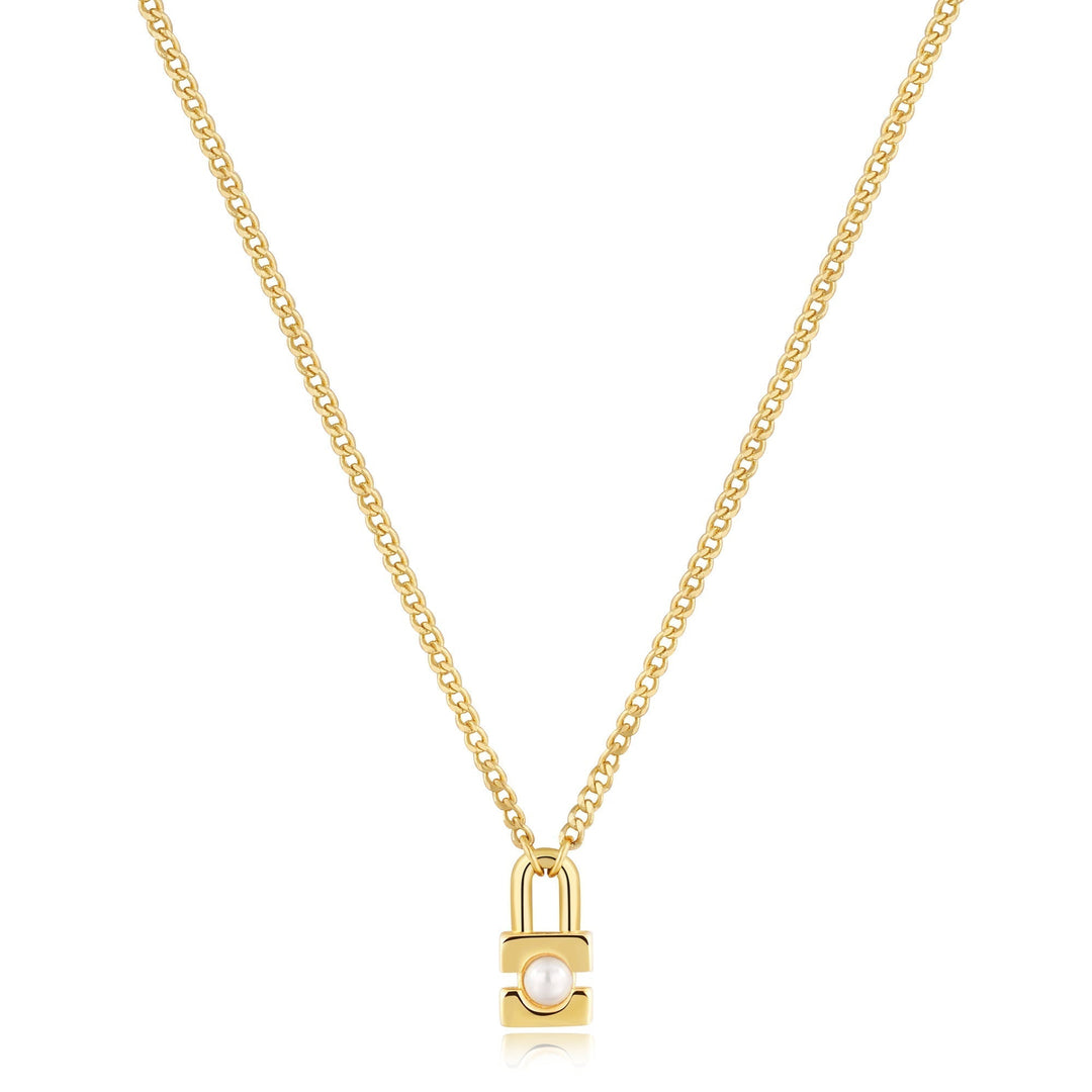 Ania Haie Gold Pearl Padlock Necklace