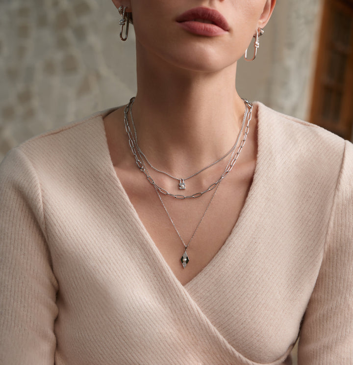 Ania Haie Silver Pearl Geometric Pendant Necklace