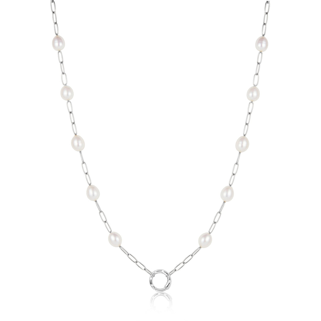 Ania Haie Silver Pearl Chain Charm Connector Necklace