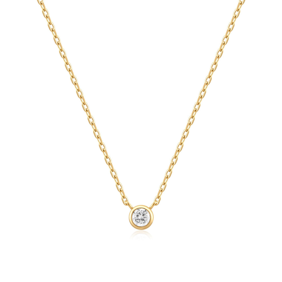 Ania Haie Gold Round Solitaire Cubic Zirconia Necklace