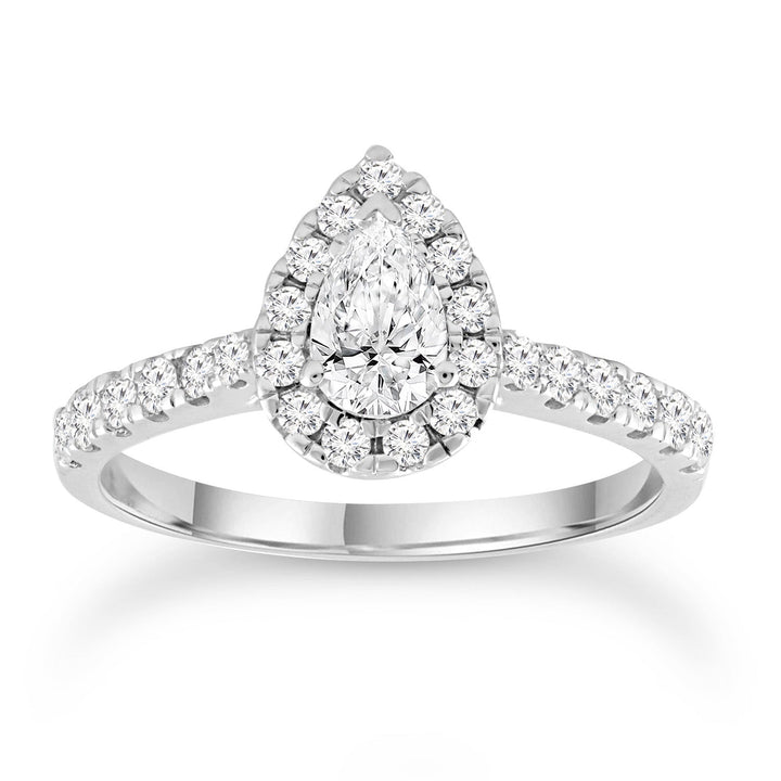 Pear Diamond Ring with 1.00ct Diamonds in 18K White Gold