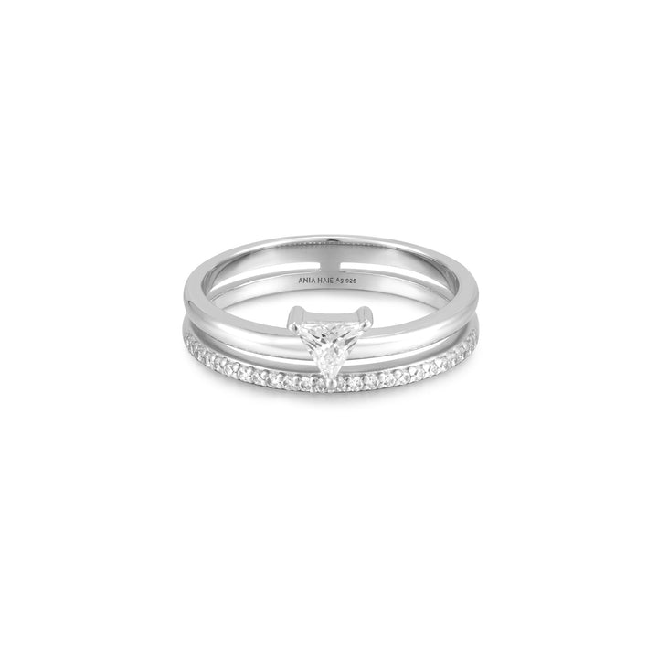 Ania Haie Silver Double White Triangle Stacker Ring