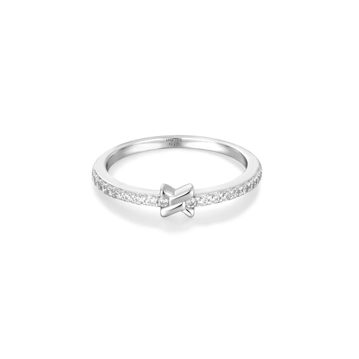 Ania Haie Silver Cross Cubic Zirconia Ring