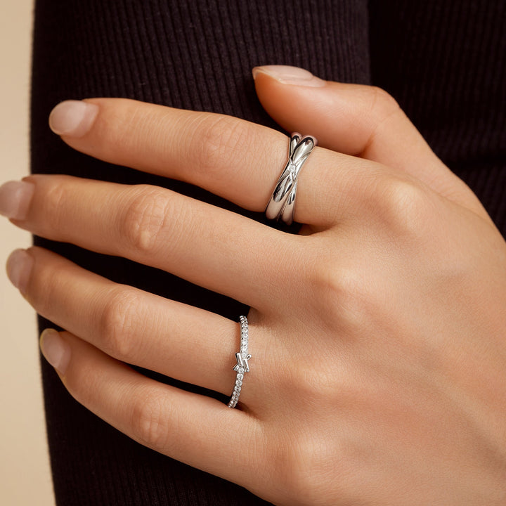 Ania Haie Silver Cross Double Ring