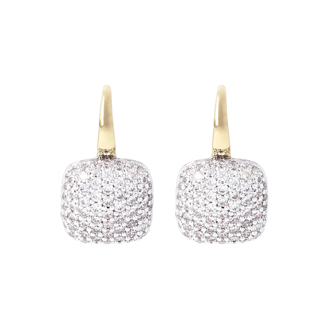 Bronzallure Square Pave Golden Earrings