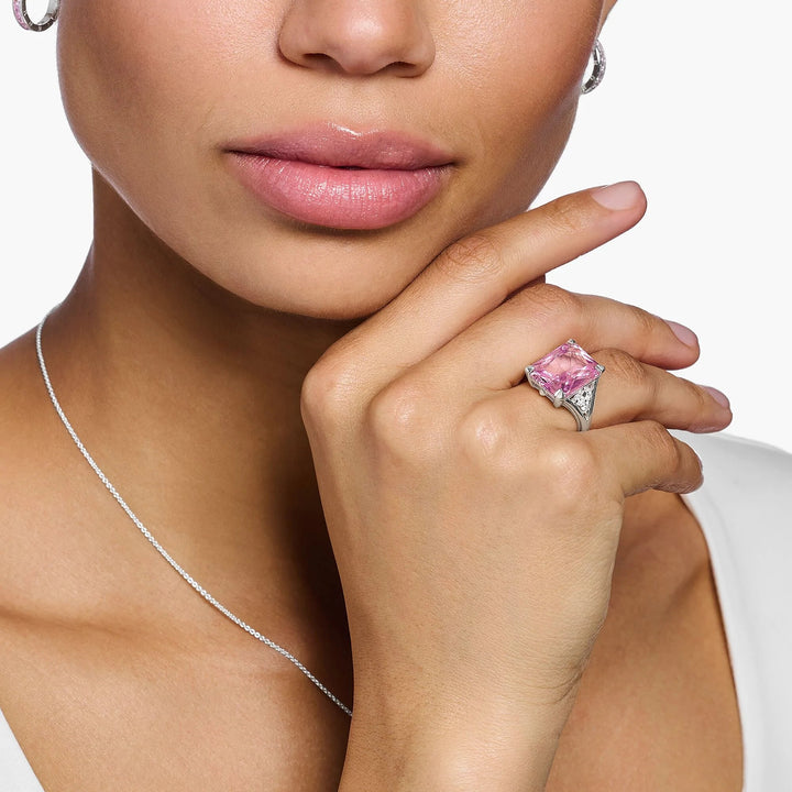 THOMAS SABO Heritage Pink Stone Silver Ring