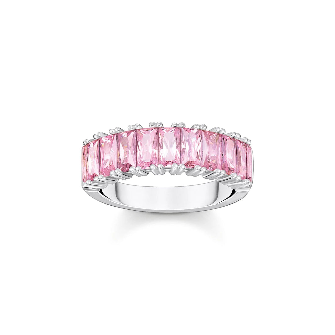 THOMAS SABO Heritage Pink Baguette Cut Silver Ring