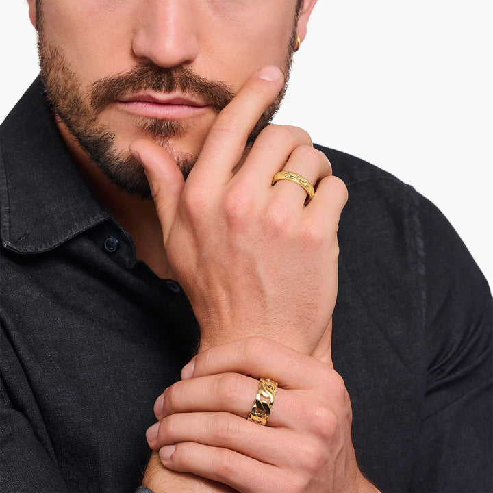 THOMAS SABO Gold Band Ring with Crocodile Detailing