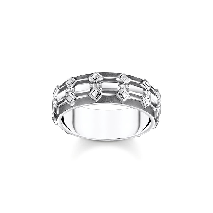 THOMAS SABO Blackenend Wide Band Ring with Crocodile Detailing