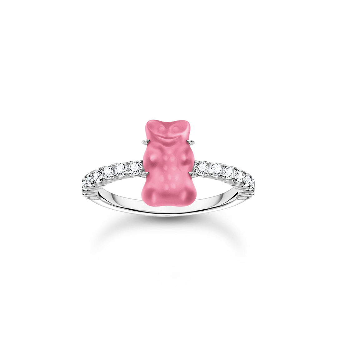 THOMAS SABO Ring with pink mini sized Goldbears and zirconia