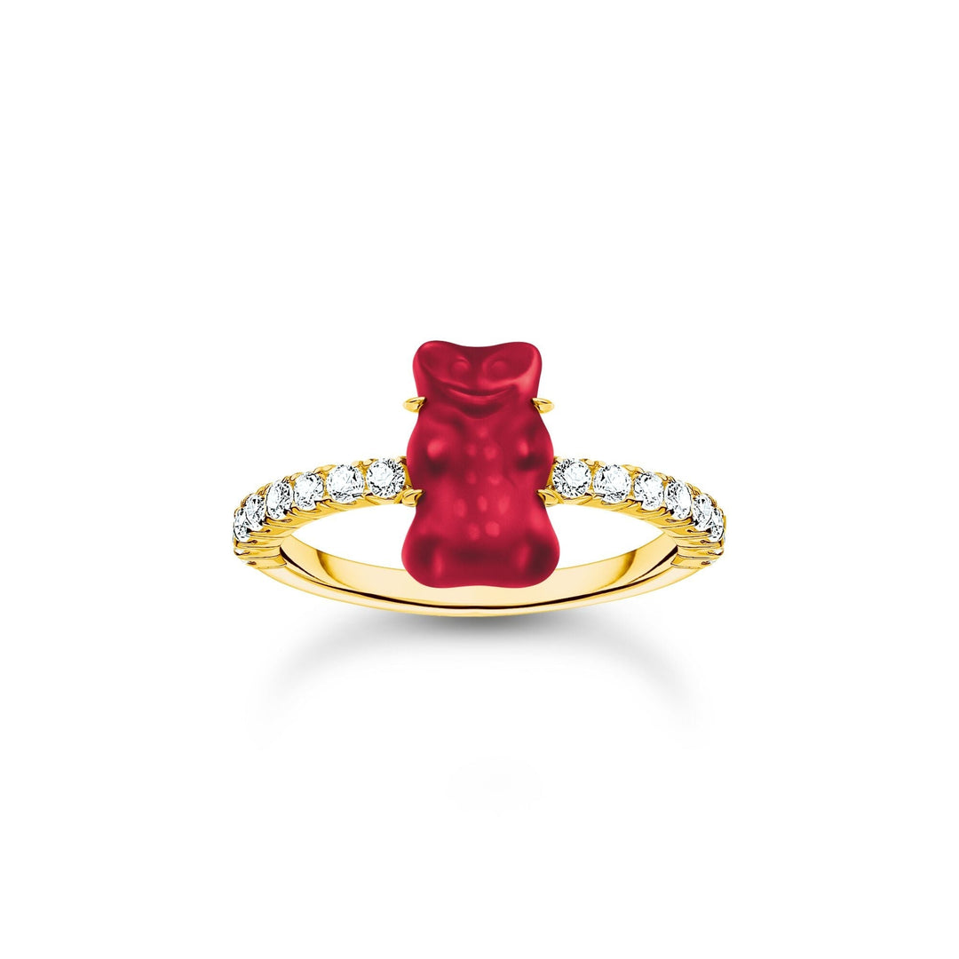 THOMAS SABO Ring with red mini sized goldbears and zirconia